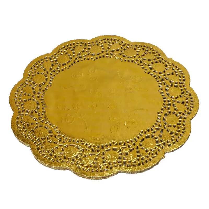 Classical Wholesale Premium Hot Sell 10.5 inch Round Noble Gold Foil Lace Paper Doilies