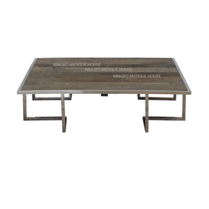 Vintage diseñador de <span class=keywords><strong>muebles</strong></span> de <span class=keywords><strong>olmo</strong></span> reciclados con mesa de café de acero - Product Image 1