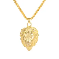 En çok satan elmas pırıltılı aslan kafası hiphop kolye takı erkek nötr altın kaplama hayvan şekilli kolye