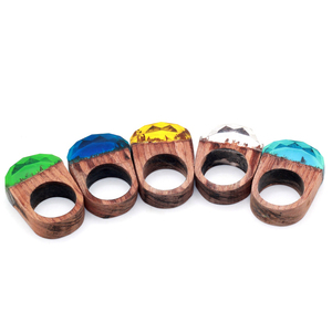 Nuovo Design FAI DA TE artigianato In Legno e Resina Segreto Trasparente Anelli Blu Foresta Anello Fatto A Mano Magica Dei Monili per la Donna - Product Image 3