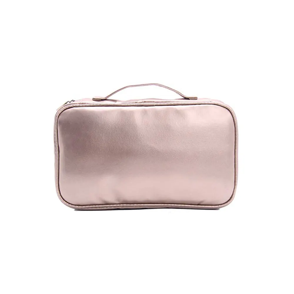 Ykk Zipper Makeup Brushes Organizer Cosmetic Bag Pencil Case for Travel fashion pochette case(Champagne Gold)