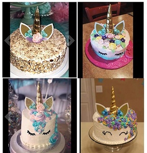 Decorazioni per il <span class=keywords><strong>Primo</strong></span> <span class=keywords><strong>Compleanno</strong></span>, Set di Topper per Torta Fatti a Mano con Unicorno Dorato, Decorazioni per Festa a Tema Unicorno per Baby Shower - Product Image 4