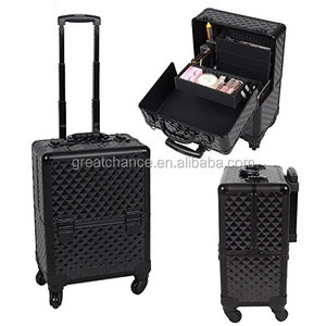 Valigia Professionale <span class=keywords><strong>per</strong></span> Trucco con Ruote, Trolley <span class=keywords><strong>per</strong></span> Cosmetici (Nero a Quadri) - Product Image 1