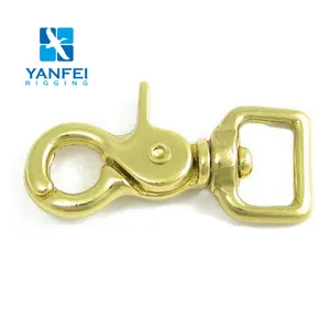 Yanfei Copper hardware Solid Brass Scissor Trigger Snap hooks with Swivel Round Eye polished