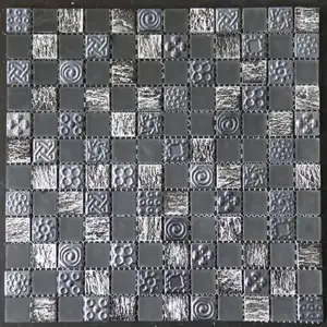 BSS126 Trang Trí Gỗ Giống Như Nhựa Resin Mix Đục Tường Nghệ Thuật 3D Óng Ánh Kính Mosaic Ngói Cho Tường Nhà Bếp Backsplash