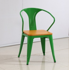 <span class=keywords><strong>Xavier</strong></span> Pauchard, chaise empilable en métal vintage chaise de bar industrielle fer restaurant chaise de café à manger chaise avec coussin en bois - Product Image 4