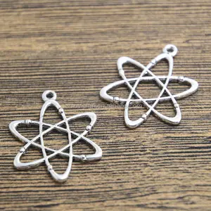 Atom Chemistry Charms Antique Silver Plated science Charm pendant 26x33mm