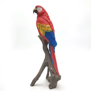 New arrival big promotional outdoor garden resin ombre parrot figurine decoration popular standing on branch parrot statue