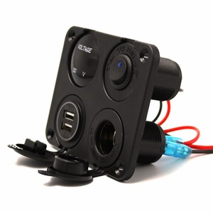 DS 12 V Coche/Marin Toma <span class=keywords><strong>Del</strong></span> Encendedor + de Doble <span class=keywords><strong>Puerto</strong></span> USB Adaptador de Cargador + Voltímetro + estrella interruptor - Product Image 2