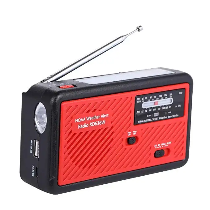 Năng Lượng Mặt Trời Hand Crank Radio Khẩn Cấp 5 Cách Powered AM/FM/SW/NOAA Thời Tiết Cảnh Báo Radio Xách Tay Với Đèn Pin, Đèn Đọc Sách, Điện