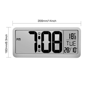 Bán buôn sáng tạo vuông kích thước lớn 24/12 giờ trong nhà <span class=keywords><strong>LCD</strong></span> âm nhạc kỹ thuật số tường đồng hồ báo thức - Product Image 4