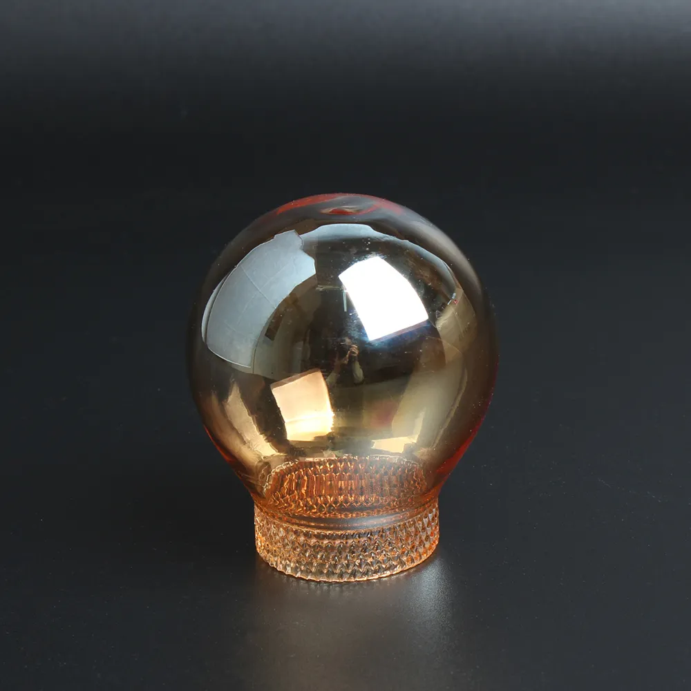 Dekorativer handgemachter galvani sierter Lampen schirm aus bernstein farbenem Boro silikat glas