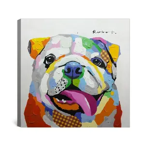 Pintura al óleo Popular hecha a mano animal perro pop art