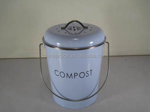 Cream Metal Kitchen <strong>Compost</strong> Caddy - Composting <strong>Bin</strong> for <strong>Food</strong> Waste Recycling - Product Image 5