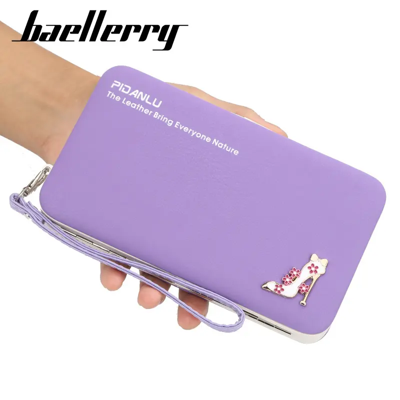 Cute high-heeled shoes women box Wrist strap leather cell phone wallet