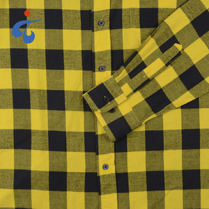 Camisa de Franela a Cuadros Amarillo Brillante y Negro para Hombre, Cómoda, Teñida con Hilo de Fantasía, al por Mayor - Product Image 5