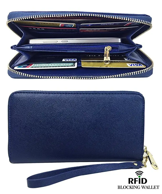 Frauen RFID Blocking Brieftasche Klassische Clutch Synthetische Leder Lange Brieftasche Für Frauen
