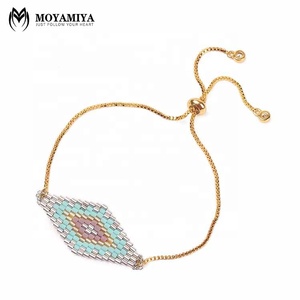 MI-B180056 Moyamiya Miyuki Nazar Boncuk contra geométrico hecho a mano con cuentas pulsera brazalete - Product Image 6