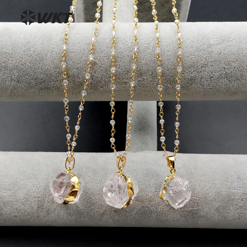 WT-N1029 WKT Оптовая Продажа Модный гарнитур ювелирных украшений из природного кристалла ожерелье в строгом стиле с украшением в виде кристаллов кулон ожерелье
