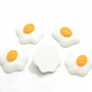 Œuf frit en résine, pièces, 1:12, blanc, à dos plat, Cabochons alimentaires Miniature, pour bricolage, Scrapbooking