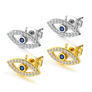 Marlary Saudi Arabia 18K Gold Plated Copper Blue Evil Eye Stud <strong>Earrings</strong> <strong>Tops</strong> Design for Women - Product Image 1