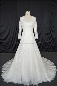 Elegante vestido largo de boda del <span class=keywords><strong>organza</strong></span> vaina de la <span class=keywords><strong>manga</strong></span> del tren con la espalda desnuda - Product Image 4