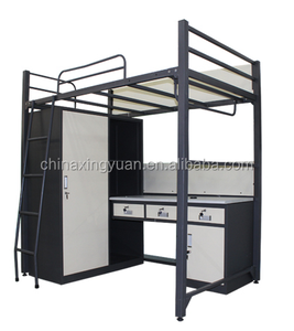 Wholesale School Furniture Dormitory Metal <strong>Bed</strong> Loft <strong>Bed</strong> <strong>With</strong> <strong>Desk</strong> <strong>and</strong> Wardrobe Loft <strong>Bed</strong> - Product Image 4