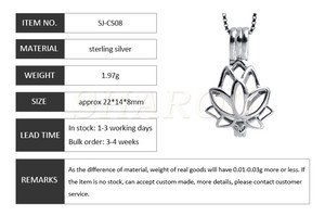 Gioielli In Argento Sterling medaglione Lotus flower Blossom Branello Della Perla Gabbia Pendente S925 All'ingrosso - Product Image 2