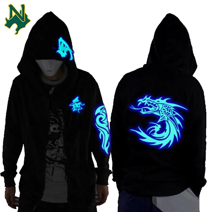 Wholesale Glow In The Dark Skeleton Hoodie Easy Halloween Custom Black Solid Color Plain Hoodies Young Sweatshirt Hoody Jacket