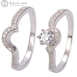 ZHILIAN Set di Anelli per Coppie, Maschio e Femmina, in Argento Sterling 925 con Zirconi, Anelli di Fidanzamento e Matrimonio - Product Image 2