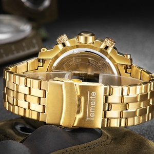 <span class=keywords><strong>Orologio</strong></span> da Polso Casual da <span class=keywords><strong>Uomo</strong></span> Temeite di Lusso con Quadrante Grande in Acciaio Inossidabile Dorato al Quarzo - Product Image 4
