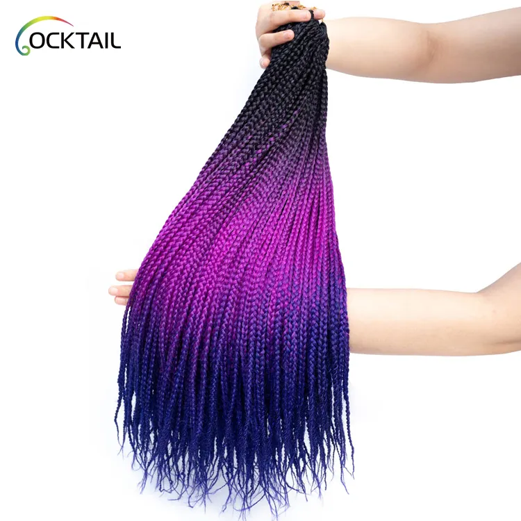 new design colorful purple synthetic braiding hair 2x purple senegalese twist pre braided hair weaves