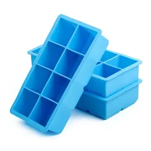 Usse tùy chỉnh khay đá với lớn 8 khối, hình vuông Khuôn Silicone Ice Cube khay