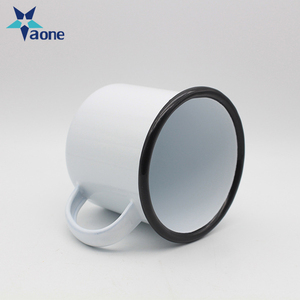 Tasse <span class=keywords><strong>en</strong></span> Émail Personnalisée avec Logo Imprimé, Tasse <span class=keywords><strong>en</strong></span> Métal Blanc Personnalisée, Tasse à Café <span class=keywords><strong>en</strong></span> Émail pour le Camping avec Bord Noir, Cadeaux de Haute Qualité - Product Image 5