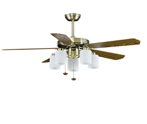 52 Inch Low Profile Bronze Finish Ceiling Fan <strong>Light</strong> with 5 Pieces Reversible Wood Blade <strong>Pull</strong> Cord Remote Control - Product Image 1