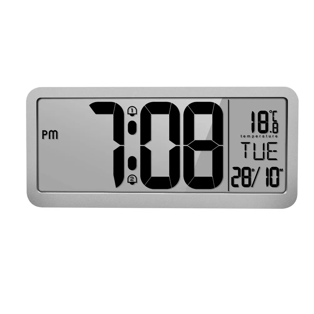 Gran pantalla LCD de alta calidad, visualización de fecha y hora, escritorio digital, reloj, calendario con ruido blanco