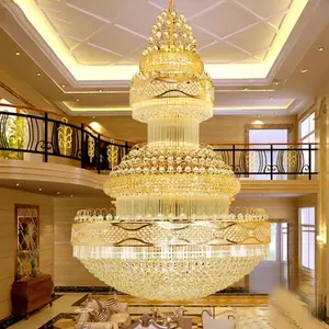Escalier d'hôtel Grand lustre en cristal Lustre éclairage Empire Lustre or de luxe Éclairage