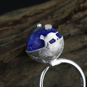 WS-16 gato 925 anillo mujeres lapislázuli piedra anillo - Product Image 2