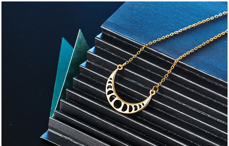 collar de luna joyería de mujer Colgante Hueco collar