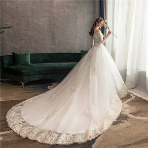 Vendita calda Ebay nuova moda a spalla piatta manica 3/4 corta di pizzo affascinante abito <span class=keywords><strong>da</strong></span> <span class=keywords><strong>sposa</strong></span> <span class=keywords><strong>sposa</strong></span> abito <span class=keywords><strong>da</strong></span> <span class=keywords><strong>sposa</strong></span> - Product Image 3