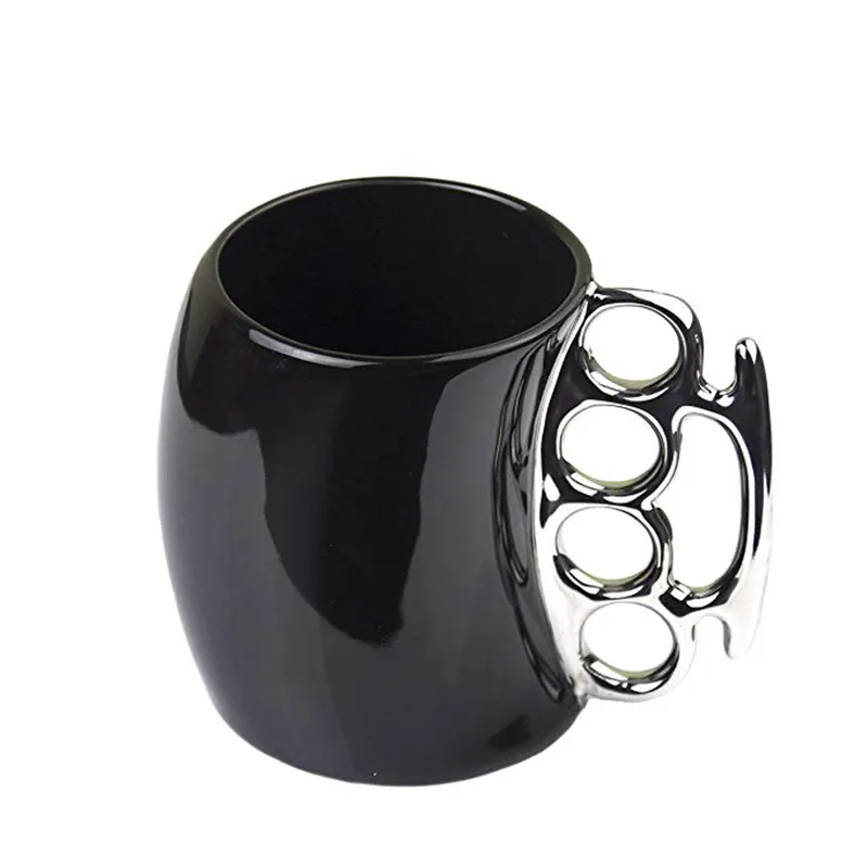 Caneca de cerâmica criativa preto e branco, caneca com alça de junção de latão