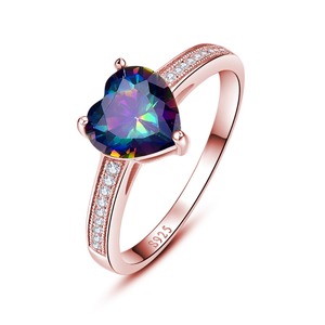 Cincin <span class=keywords><strong>Opal</strong></span> Api Perempuan Desain Berbentuk Hati Malaikat Perak Berlapis Emas Putih - Product Image 5