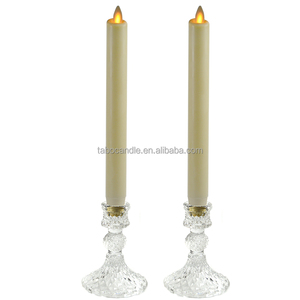 Battery Operated 15 Inch Moving Flame White Led <strong>Taper</strong> <strong>Candles</strong> - Product Image 3