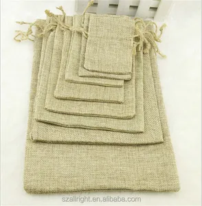 Small Burlap Natural Linen Jute Sack Jewelry Gift Pouch Drawstring pouch Bags