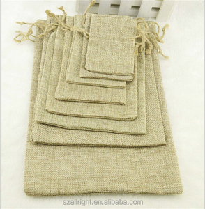 Petite pochette à cordon de jute en <span class=keywords><strong>lin</strong></span> naturel Sacs en toile de jute Surface avec sérigraphie pour bijoux et pochettes cadeaux - Product Image 1