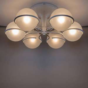 Lámpara de Techo Antigua Gino Sarfatti 2042, Contemporánea, de Vidrio Blanco y Hierro, Ahorro de Energía, Vintage, Moderna, Decorativa, 110-240V - Product Image 2