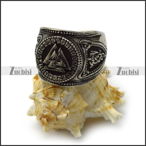 Anillo de sello de guerreros nórdicos Vintage, símbolo de Odín grabado, racimo redondo de acero inoxidable con joyería vikinga chapada en oro - Product Image 4