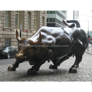 Grande sculpture décorative extérieure de taureau de chargement de Wall Street en bronze coulé - Product Image 2