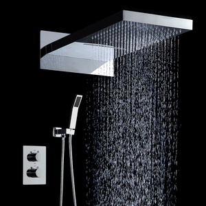 2026 Newly Design Wall Mounted Rainfall Waterfall Massage <strong>Shower</strong> Head Thermostatic <strong>Bath</strong> <strong>Shower</strong> <strong>Set</strong> - Product Image 1