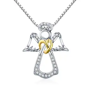 Collier à chaîne en argent 925 avec cœur d'ange